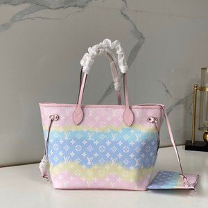🌈🌈LV 🍓🍓Escale Neverfull Mm Tote Bag Pink